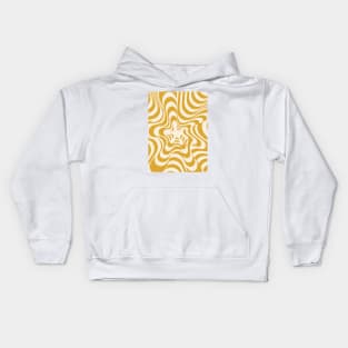 Abstract Groovy Retro Liquid Swirl Yellow Mustard Pattern Kids Hoodie